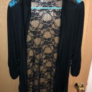 Black cardigan, all lace back